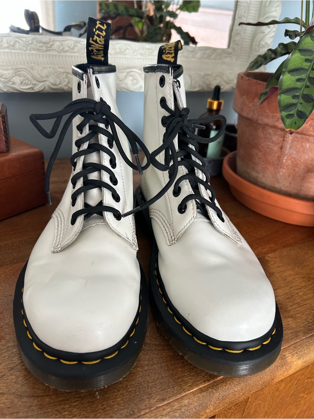 Dr. Martens 1460 White Leather Lace-Up Boots for Women